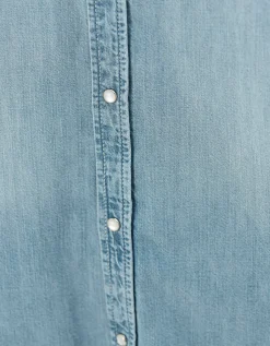 Jeans-Bluse mit offenem Saum