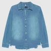 Jeanshemd mit offenem Saum