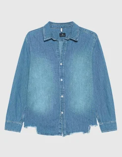 Jeanshemd mit offenem Saum
