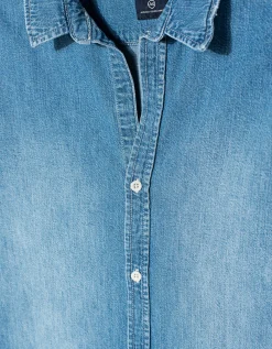 Jeanshemd mit offenem Saum