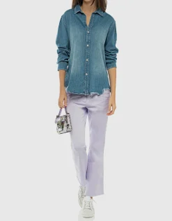 Jeanshemd mit offenem Saum