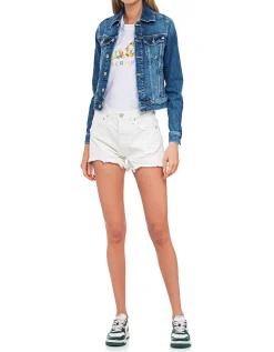 Jeansjacke im Washed-Out Look