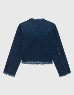 Jeansjacke mit Fransenkanten