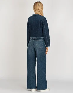 Jeansjacke mit Fransenkanten