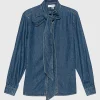 Jeans-Schluppen-Bluse