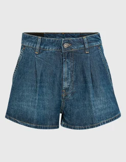 Jeans-Shorts mit Bundfalten