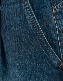 Jeans-Shorts mit Bundfalten