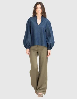 Jeans-Tunika mit Ballon-Ärmeln