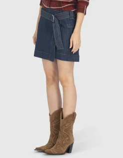 Jeans-Wickel-Minirock mit Gürtel