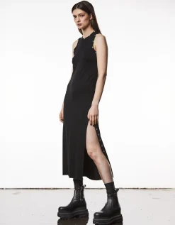 Jersey-Kleid mit Metallösen-Details