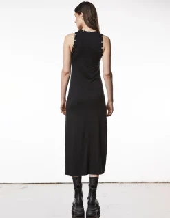 Jersey-Kleid mit Metallösen-Details