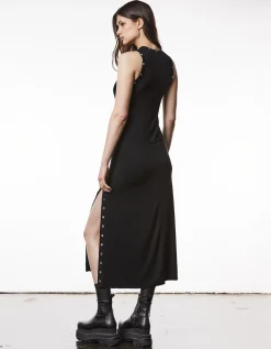 Jersey-Kleid mit Metallösen-Details
