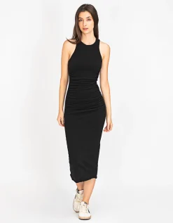 Jersey-Midi-Kleid mit Raffungen