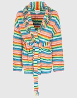 Kaschmir-Cardigan mit Fransen-Details und Bindegürtel
