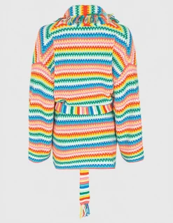 Kaschmir-Cardigan mit Fransen-Details und Bindegürtel