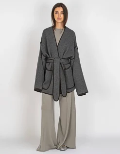 Kaschmir-Jacke mit Bindegürtel