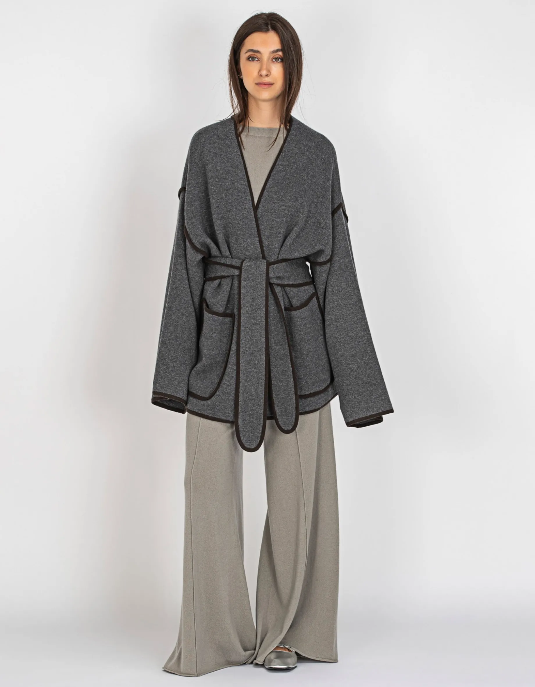 Kaschmir-Jacke mit Bindegürtel