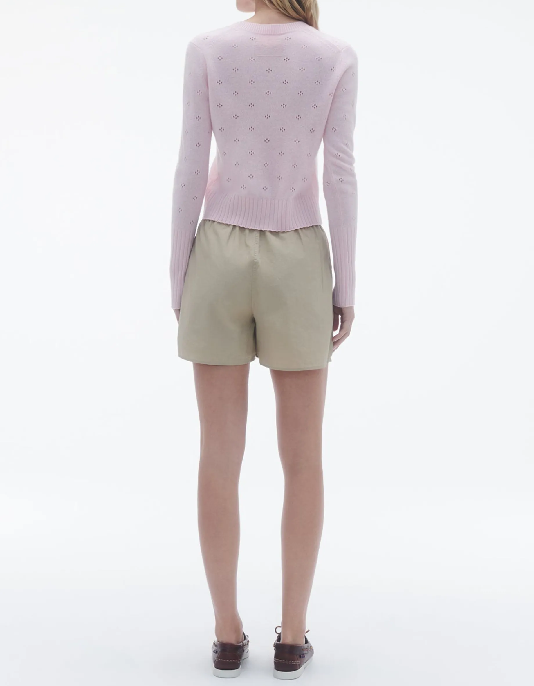 Kaschmir-Pullover Shrunken Pointelle mit Lochstrick-Details
