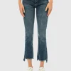 Kick-Flare Cropped Jeans mit offenem Saum