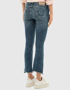 Kick-Flare Cropped Jeans mit offenem Saum