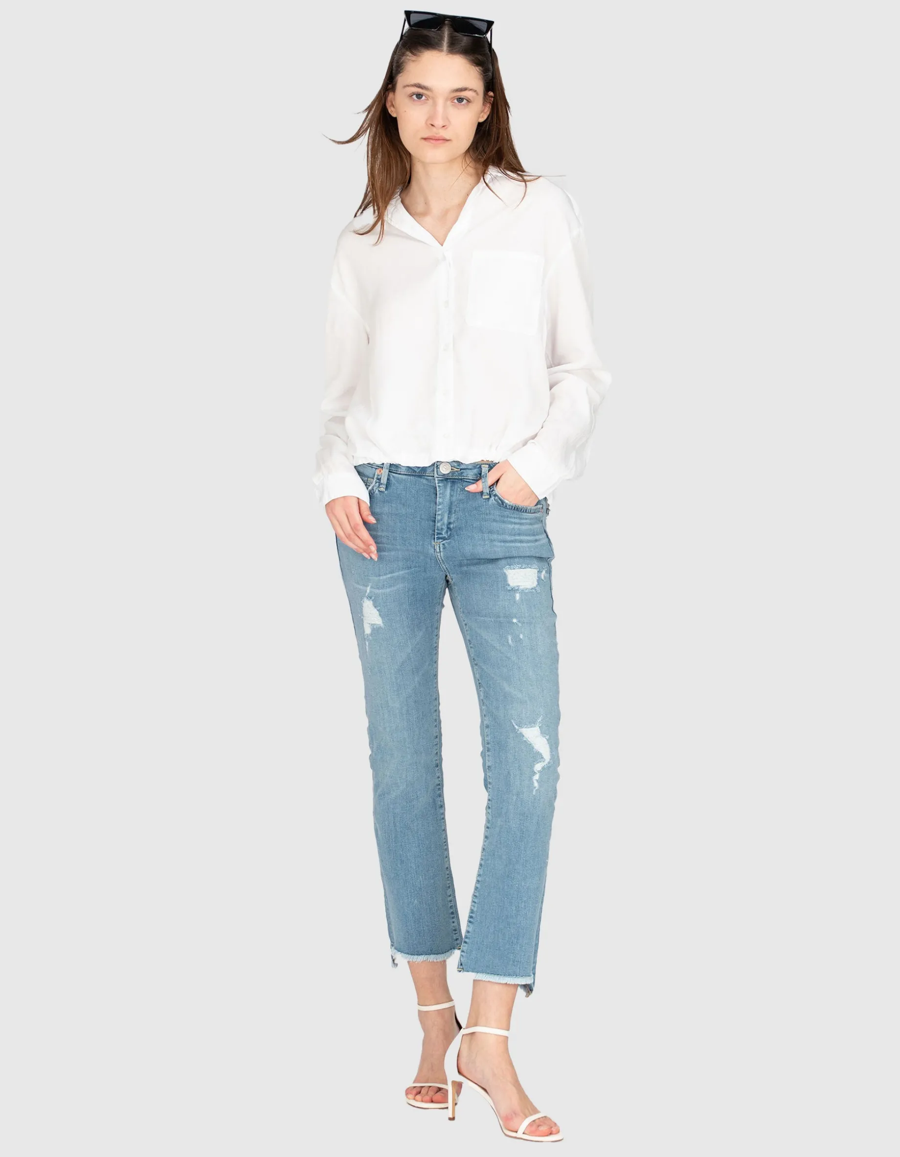 Kick-Flare Jeans Halle mit offenem Saum