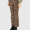 Kick-Flare Jeans im Leo-Design