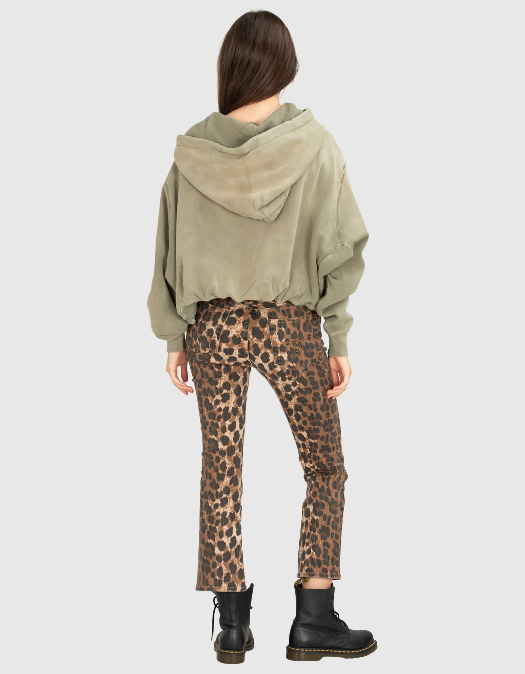 Kick-Flare Jeans im Leo-Design