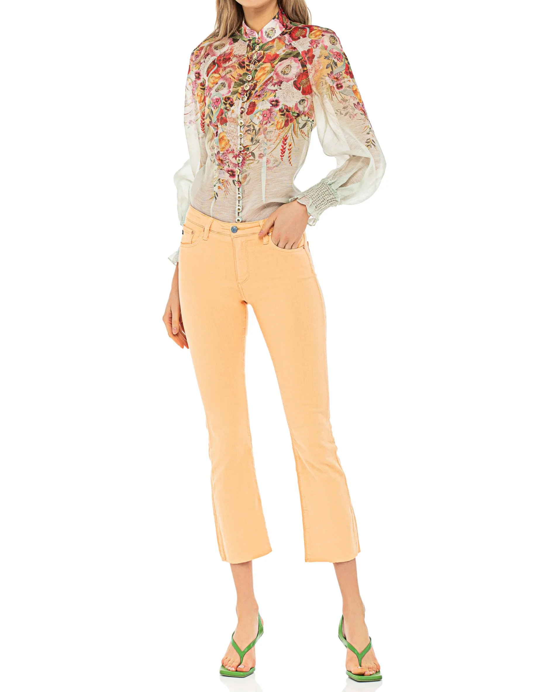 Kick-Flare-Jeans mit offenem Saum