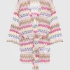 Kimono-Cover-up aus Lamé-Viskose-Spitze mit Bindegürtel