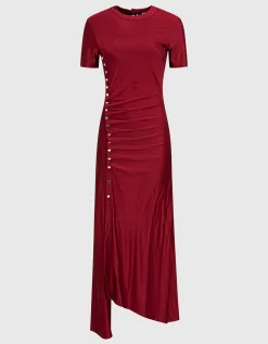 Kleid mit Raffung und Knöpfen