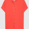 Kurzarm-Bluse Channing mit abgerundetem Saum