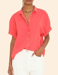Kurzarm-Bluse Channing mit abgerundetem Saum