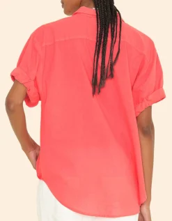 Kurzarm-Bluse Channing mit abgerundetem Saum