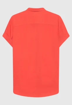 Kurzarm-Bluse Channing mit abgerundetem Saum