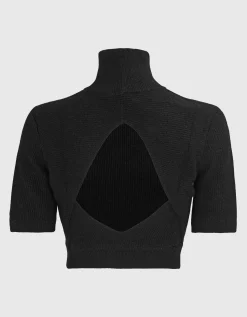 Kurzarm-Kaschmir Pullover mit Cut-Out