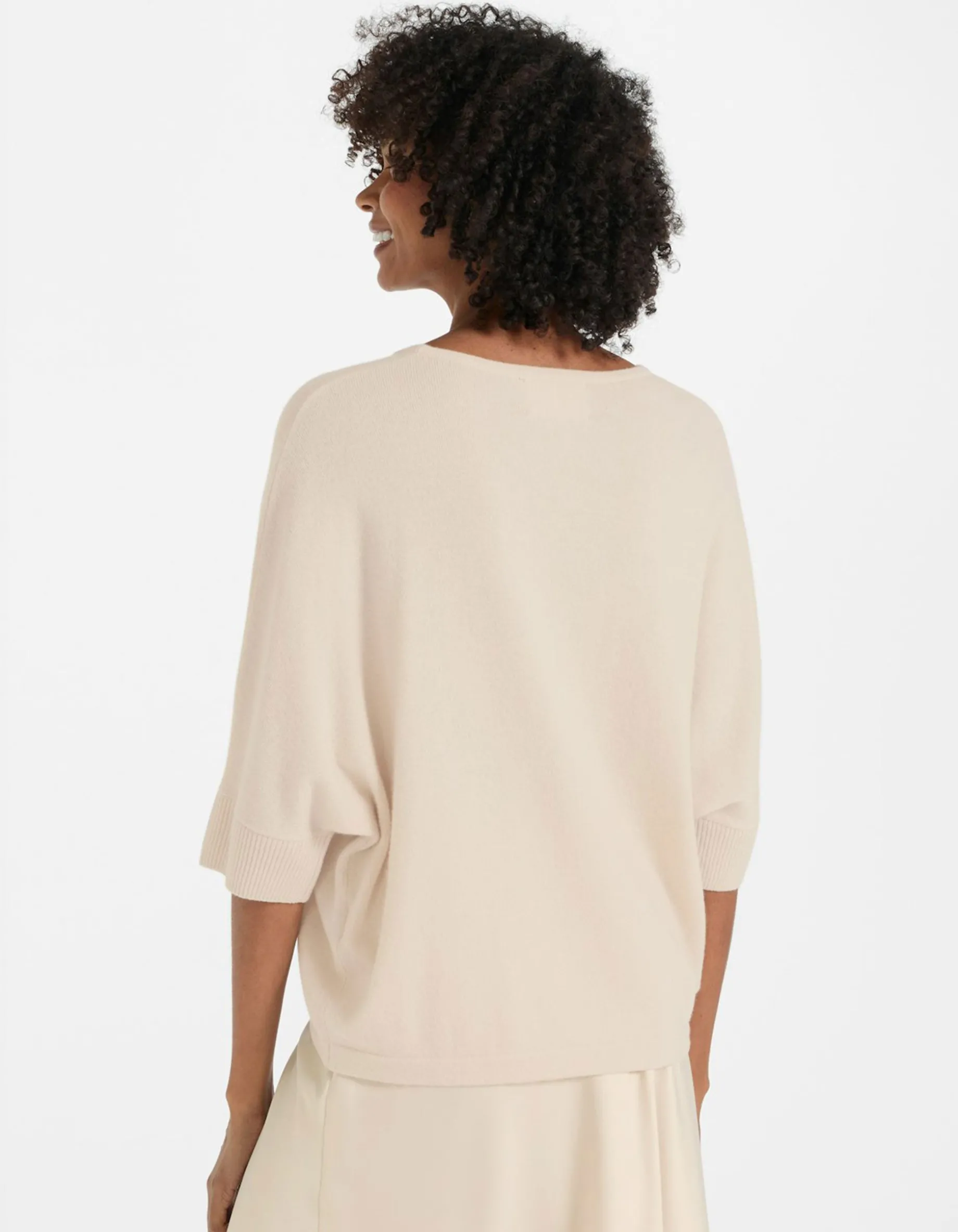 Kurzarm-Woll-Kaschmir-Mix Feinstrickpullover