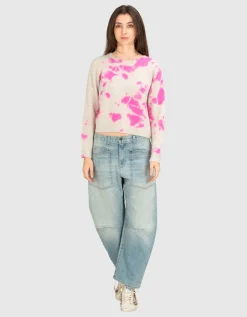 Kurzer Batik-Kaschmir Pullover