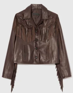 Lammleder-Jacke Eloi mit Fransen-Details