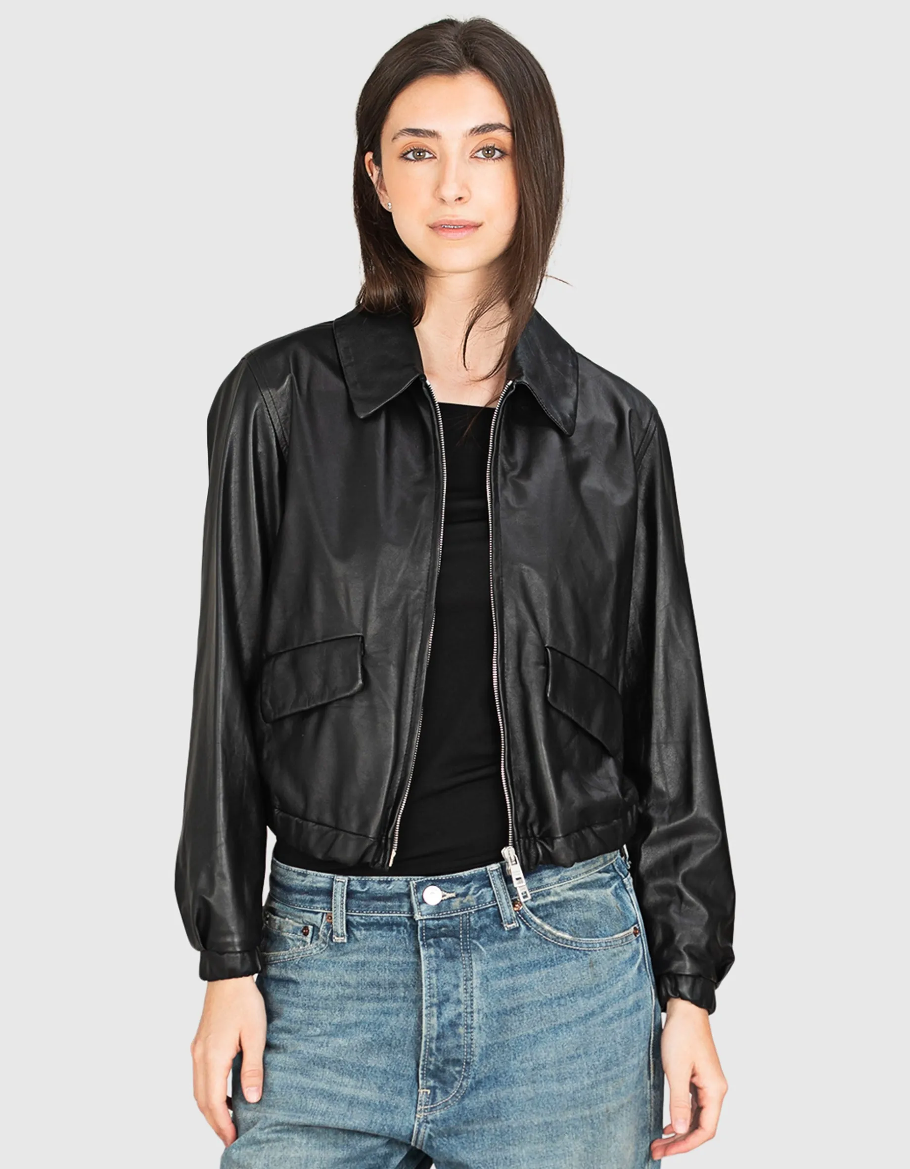 Lammleder-Jacke mit Zipper