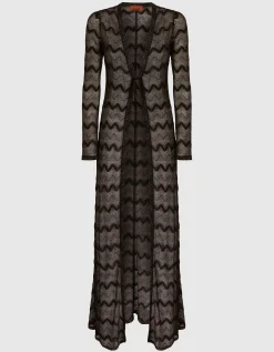 Lange Strickjacke aus Zick-Zack-Lamé-Viskose