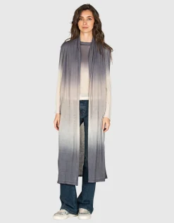 Langer Kaschmir-Cardigan mit Farbverlauf
