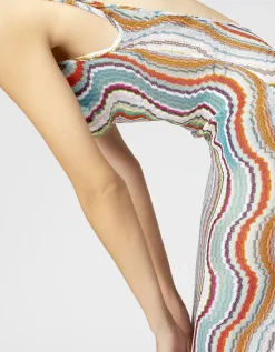 Langes Cover-up-Kleid mit Lamé-Wellenmotiv