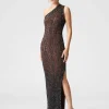 Langes One-Shoulder-Rippkleid mit Schlitz