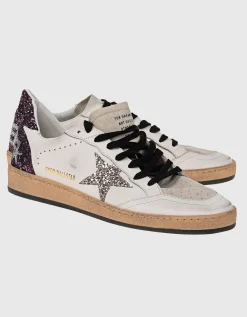 Leder Sneaker mit Glitter-Finish