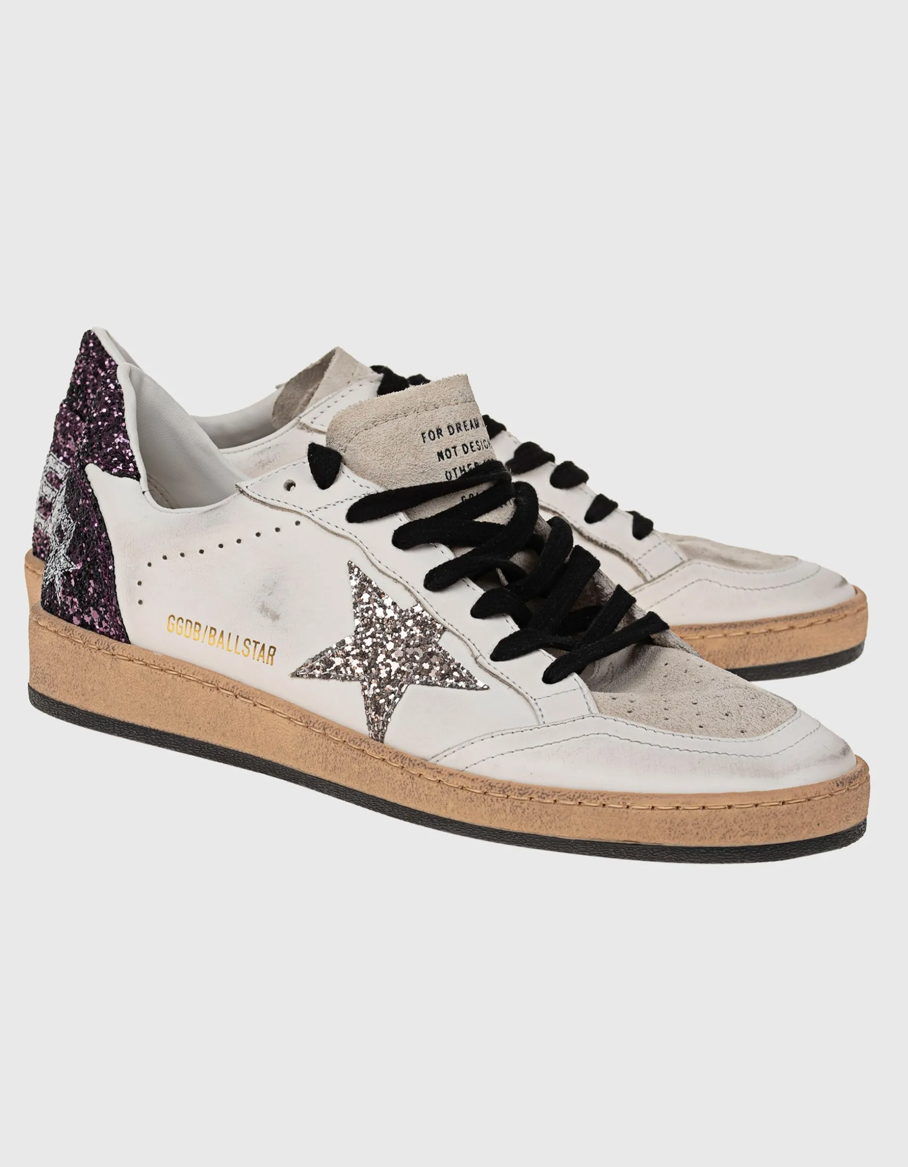Leder Sneaker mit Glitter-Finish