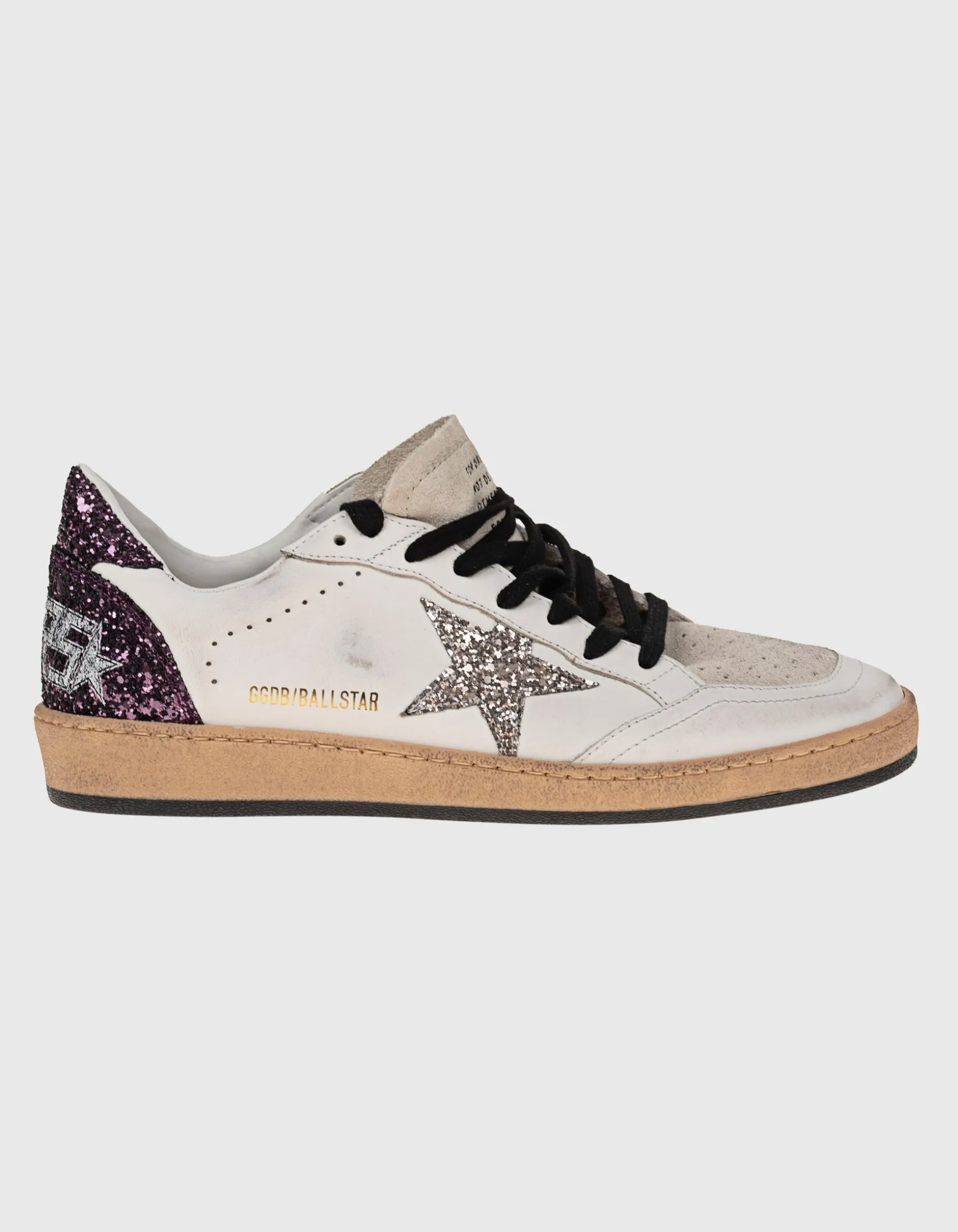 Leder Sneaker mit Glitter-Finish