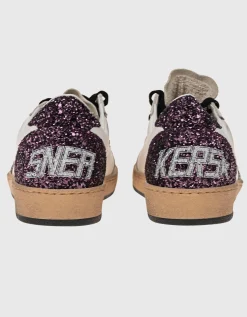 Leder Sneaker mit Glitter-Finish