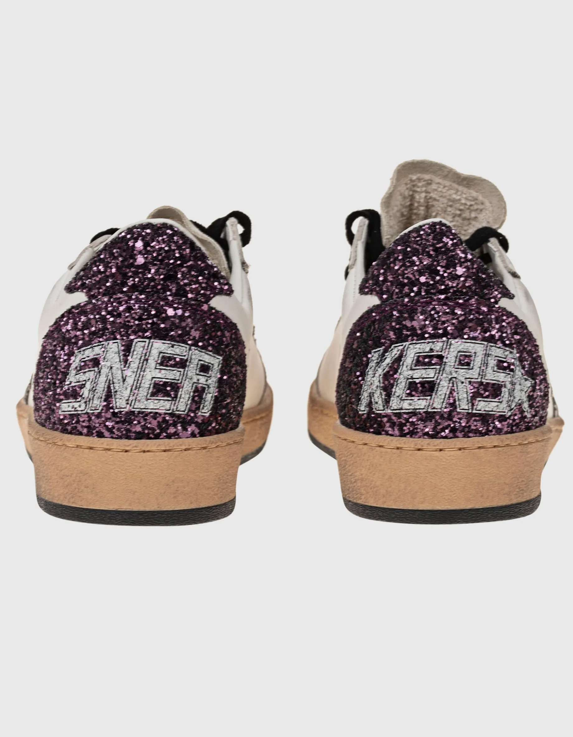Leder Sneaker mit Glitter-Finish