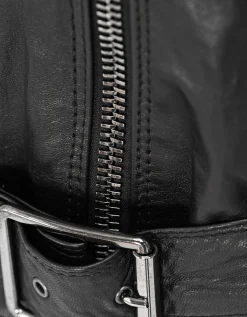 Leder-Jacke im Biker-Stil