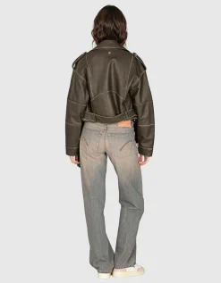 Leder-Jacke im Biker-Stil